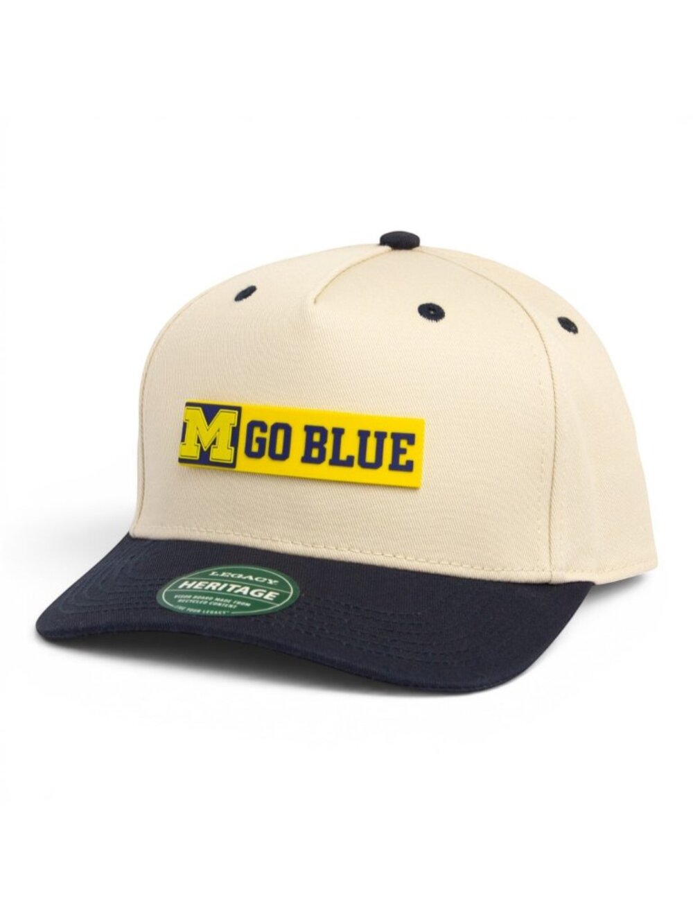 Michigan Wolverines GO BLUE Maize 3D Snapback Twill Cap- Stone/ Navy